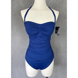 Ralph Lauren Women'sTwist Bandeau Underwire One-Piece Swimsuit Blue 6 NWT's.